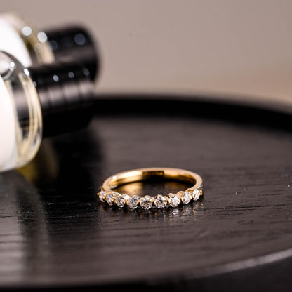 Solid Gold Moissanite Wedding Band, Half Eternity Ring
