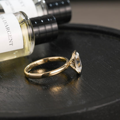Solid Gold Emerald Cut Moissanite Engagement Ring, Proposal Ring, Promise Ring, Wedding Ring, Anniversary Gift Birthday Gift for Women Wife