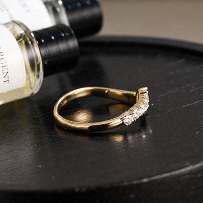 Solid Gold Marquise Pear Cut Moissanite Wedding Band, Matching Ring
