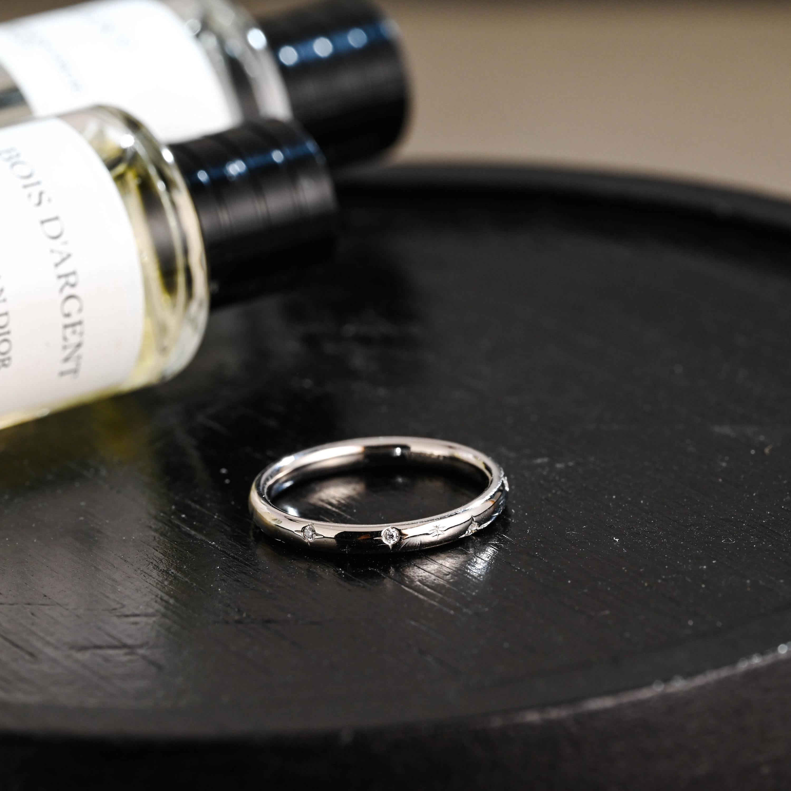 Moissanite Solid Gold Wedding Band, Eternity Stacking Ring