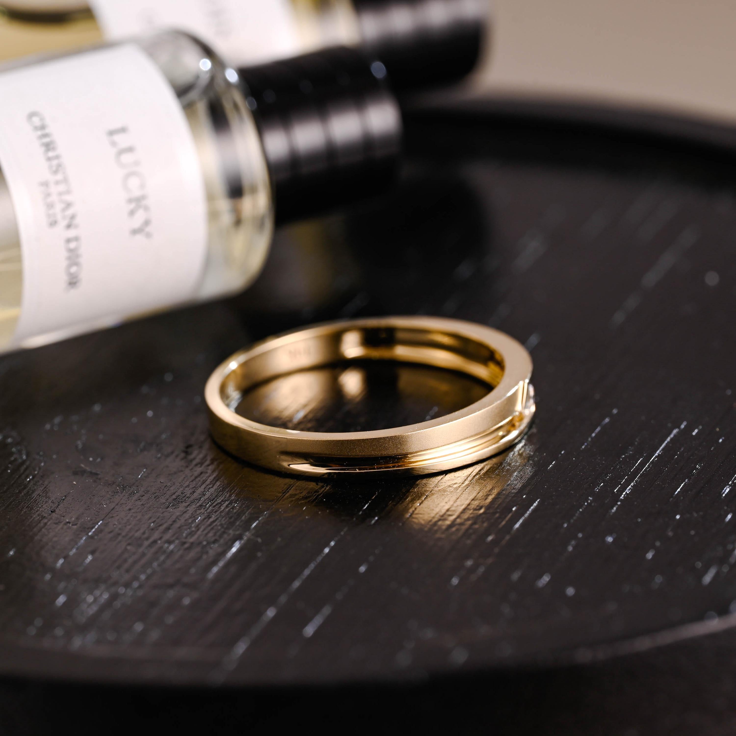 Solid Gold Round Cut Moissanite Wedding Band, Anniversary Ring