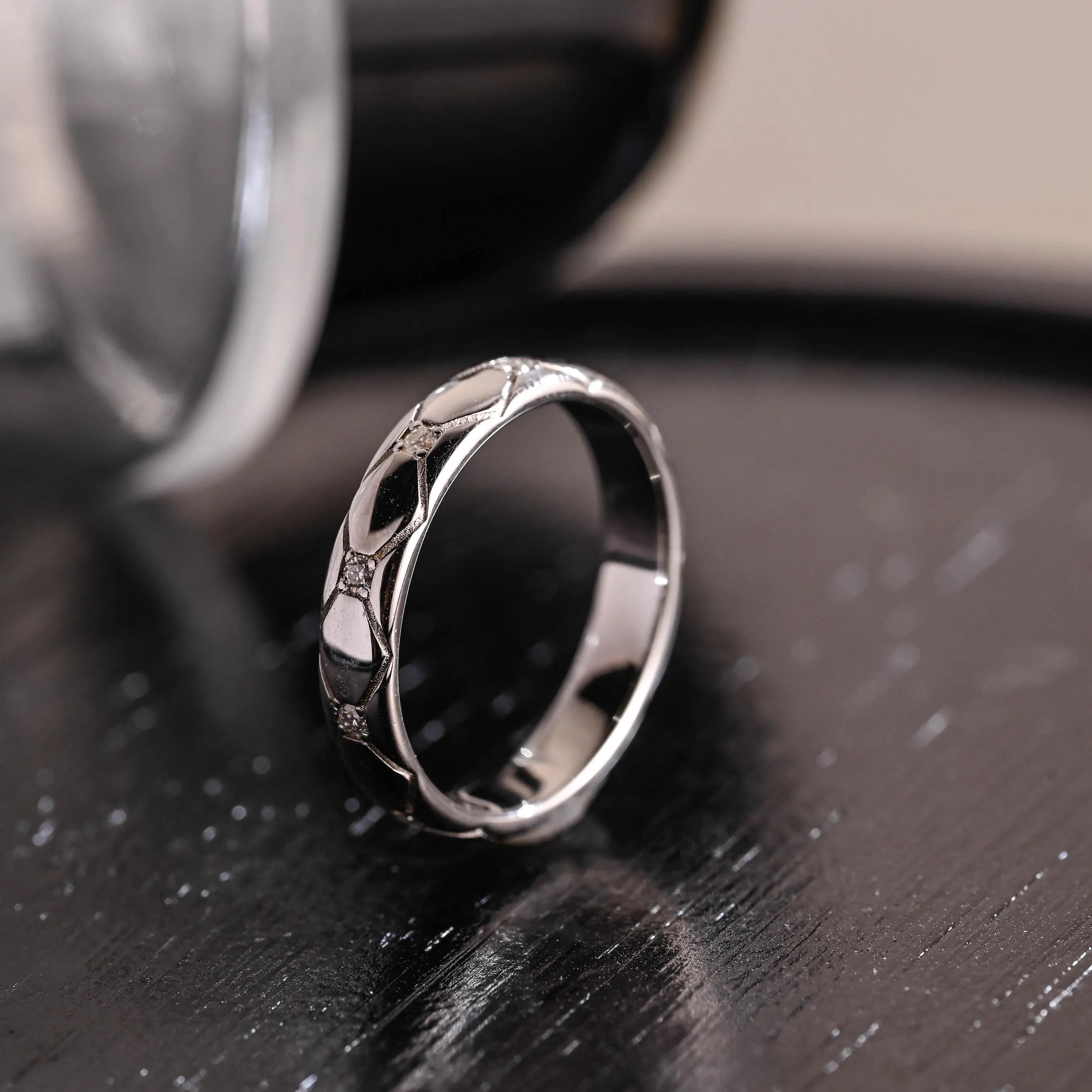 Unique Round Cut Moissanite Wedding Band, Full Eternity Moissanite Wedding Ring, 4mm Diamond Band, Engagement Ring, Anniversary Ring Gifts