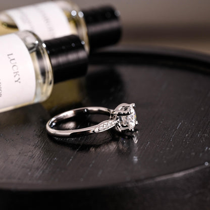 Solid Gold Round Cut Moissanite Engagement Ring, Anniversary Gift Birthday Gift for Women Wife