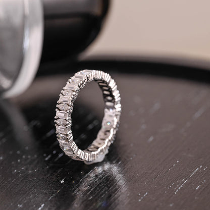 Solid Gold Baguette Marquise Moissanite Eternity Wedding Band
