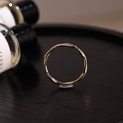 Twisted Moissanite Wedding Band, Solid Gold Eternity Ring, Stackable Anniversary