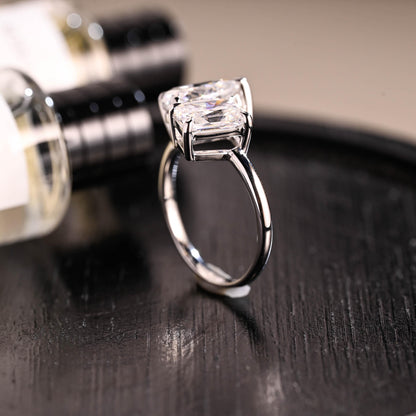 Toi et Moi Moissanite Engagement Ring, Radiant/Pear Moissanite Solid Gold Ring, Two-Stone Wedding Ring