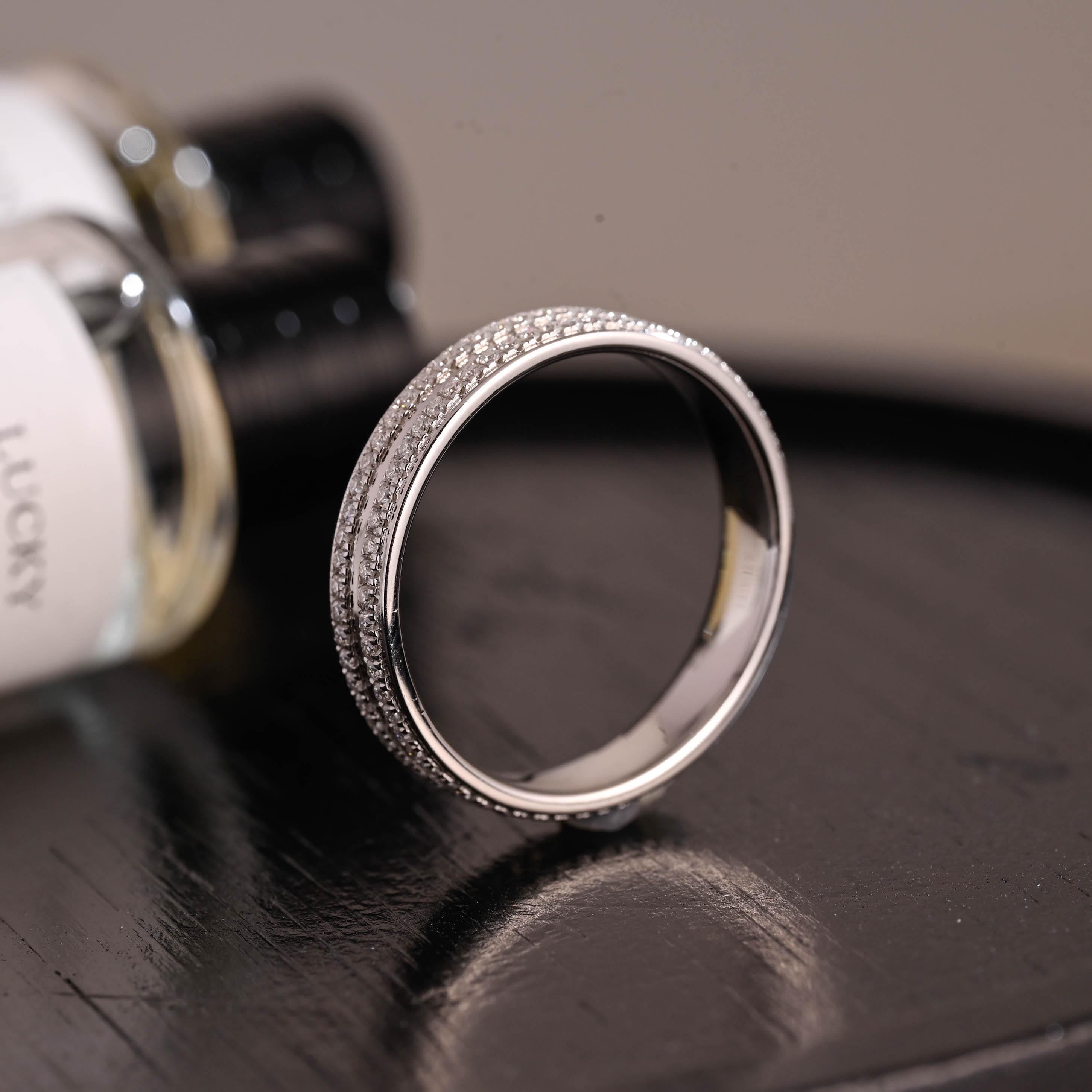 Solid Gold Moissanite Wedding Band, 4.5mm Width Anniversary Ring