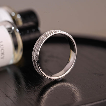 Solid Gold Moissanite Wedding Band, 4.5mm Width Anniversary Ring