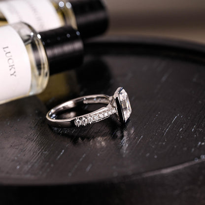 Solid Gold Emerald Cut Moissanite Engagement Ring, Proposal Ring, Promise Ring, Wedding Ring, Anniversary Gift Birthday Gift for Women Wife