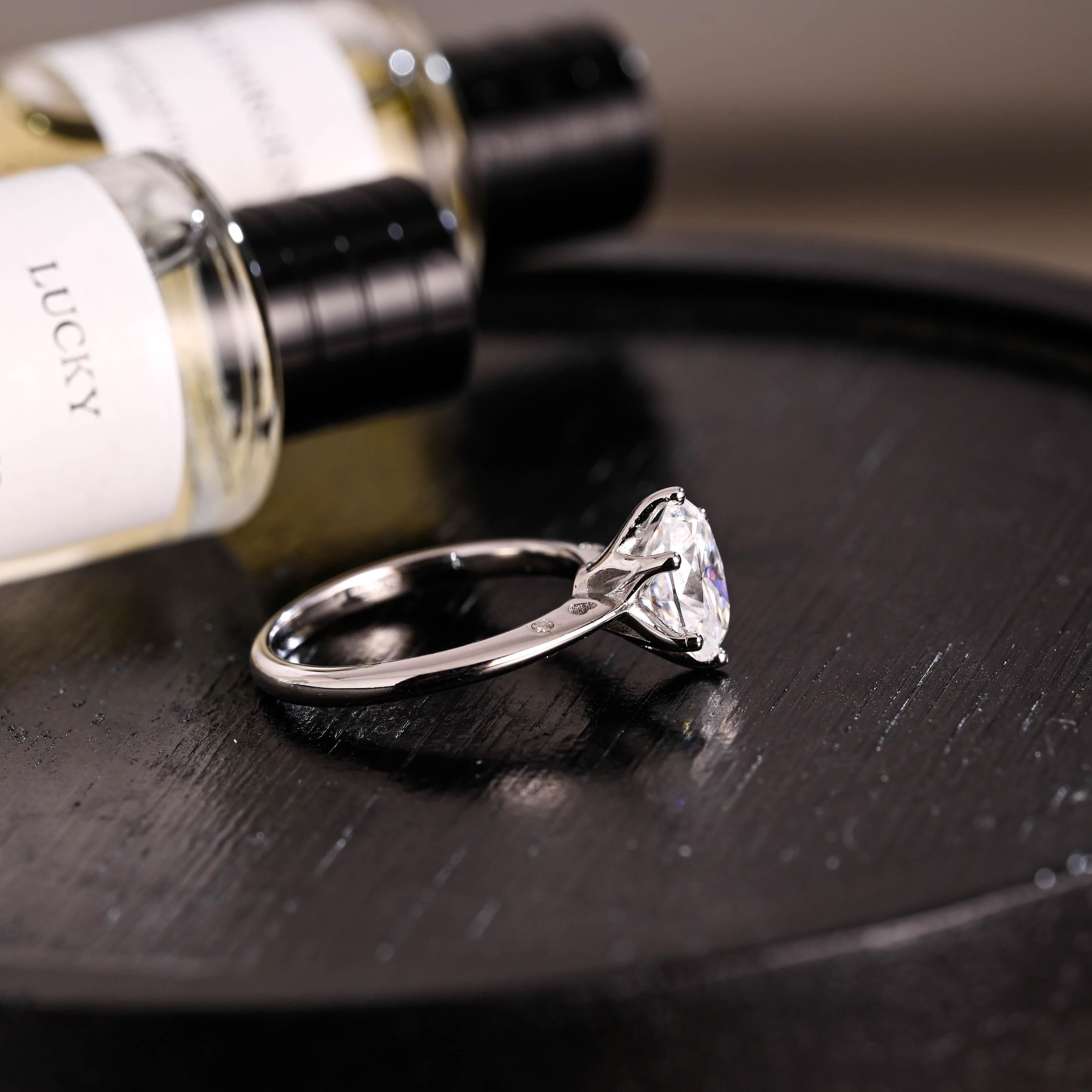 Solid Gold Oval Cut Moissanite Engagement Ring, Anniversary Gift for Women