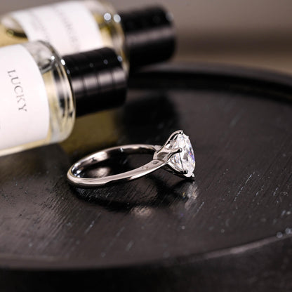 Solid Gold Oval Cut Moissanite Engagement Ring, Anniversary Gift for Women