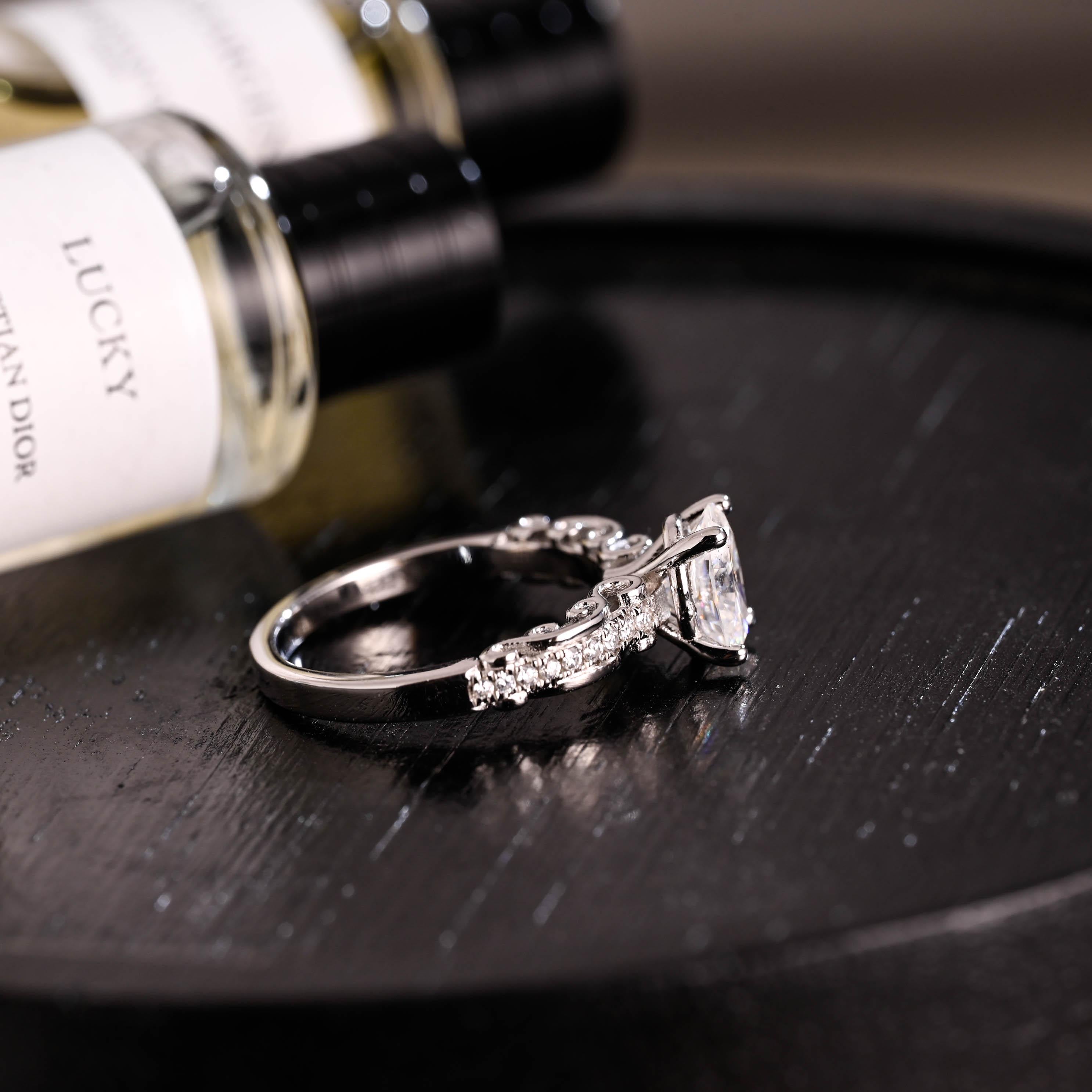 Solid Gold Oval Cut Moissanite Engagement Ring, Anniversary Gift Birthday Gift for Women Wife