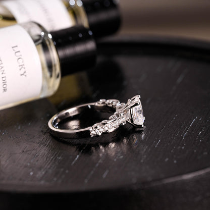 Solid Gold Oval Cut Moissanite Engagement Ring, Anniversary Gift Birthday Gift for Women Wife