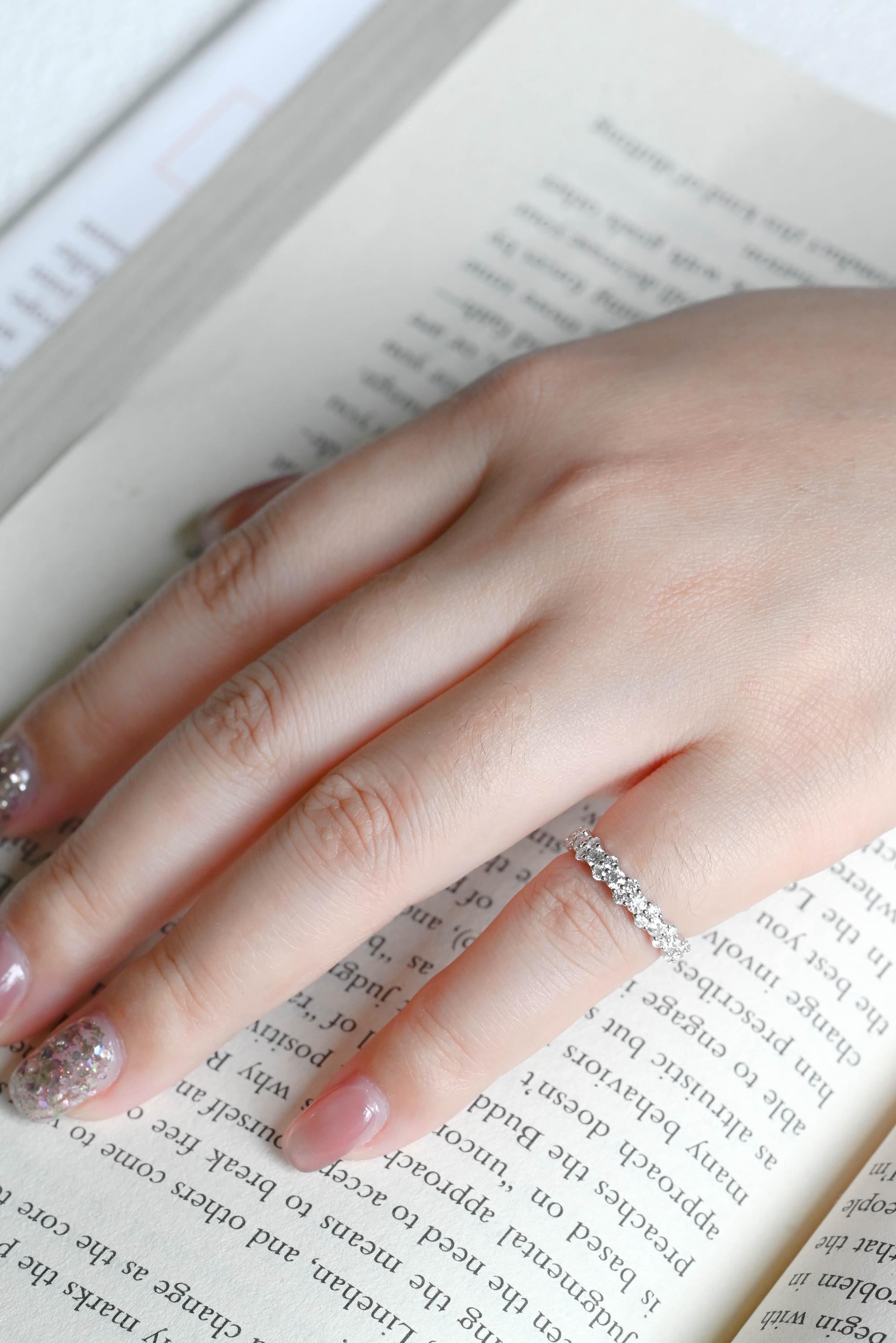 Solid Gold Round Cut Moissanite Wedding Band, Anniversary Ring