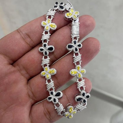 Iced Out Cross Bracelet | Round Cut Moissanite | 925 Sterling Silver Hip Hop Jewelry | Diamond Tester Pass | Rapper Style Bling | 13.8mm
