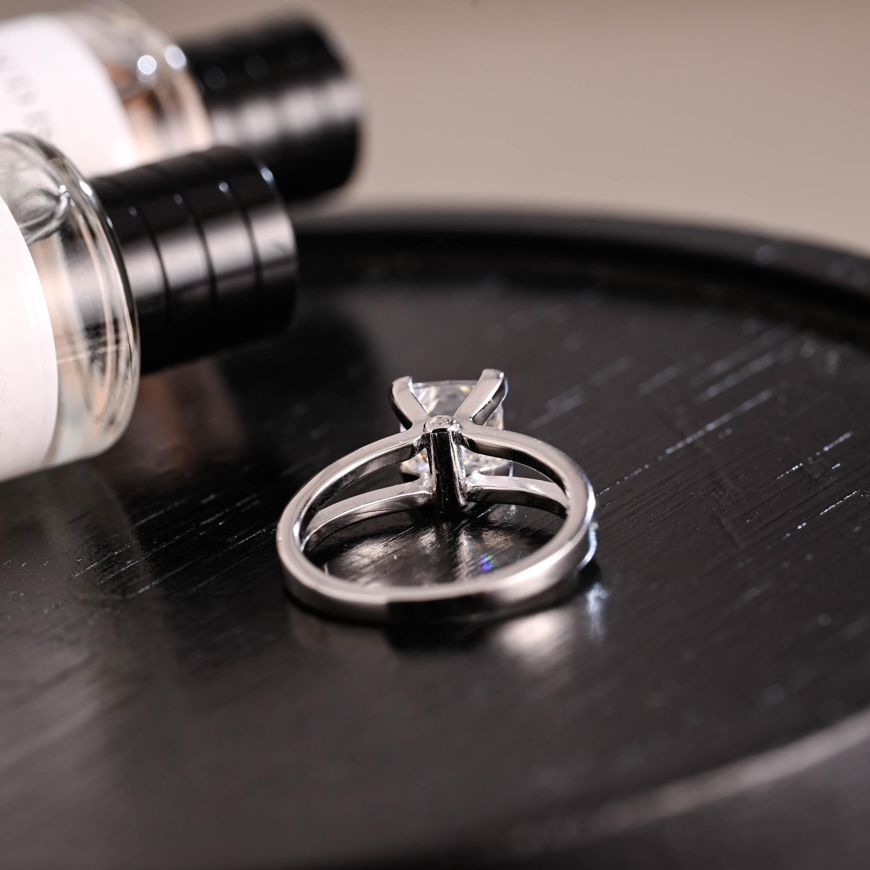 Solid Gold Princess Cut Moissanite Engagement Ring, Anniversary Gift Birthday Gift for Women Wife