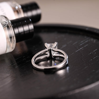 Solid Gold Princess Cut Moissanite Engagement Ring, Anniversary Gift Birthday Gift for Women Wife