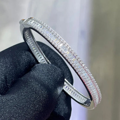 Moissanite Diamond Bangle Bracelet: 5.96ctw VVS, Sterling Silver