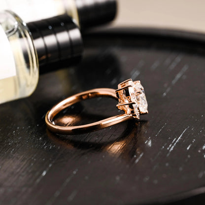 Solid Gold Heart Moissanite Engagement Ring, Marquise Promise Ring, Anniversary Gift Birthday Gift for Women