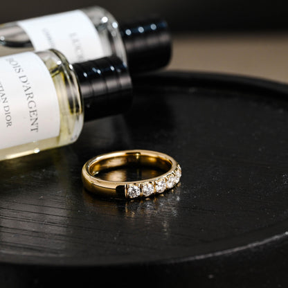 Solid Gold 3.5mm Moissanite Wedding Band, Round Cut Anniversary Ring