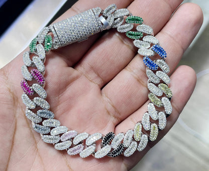 Moissanite Cuban Link Bracelet | 925 Sterling Silver Prong Set Iced Out Jewelry | VVS Sparkle Gift for Him Or Her | 12mm 8.5 Inches 9.91CTW