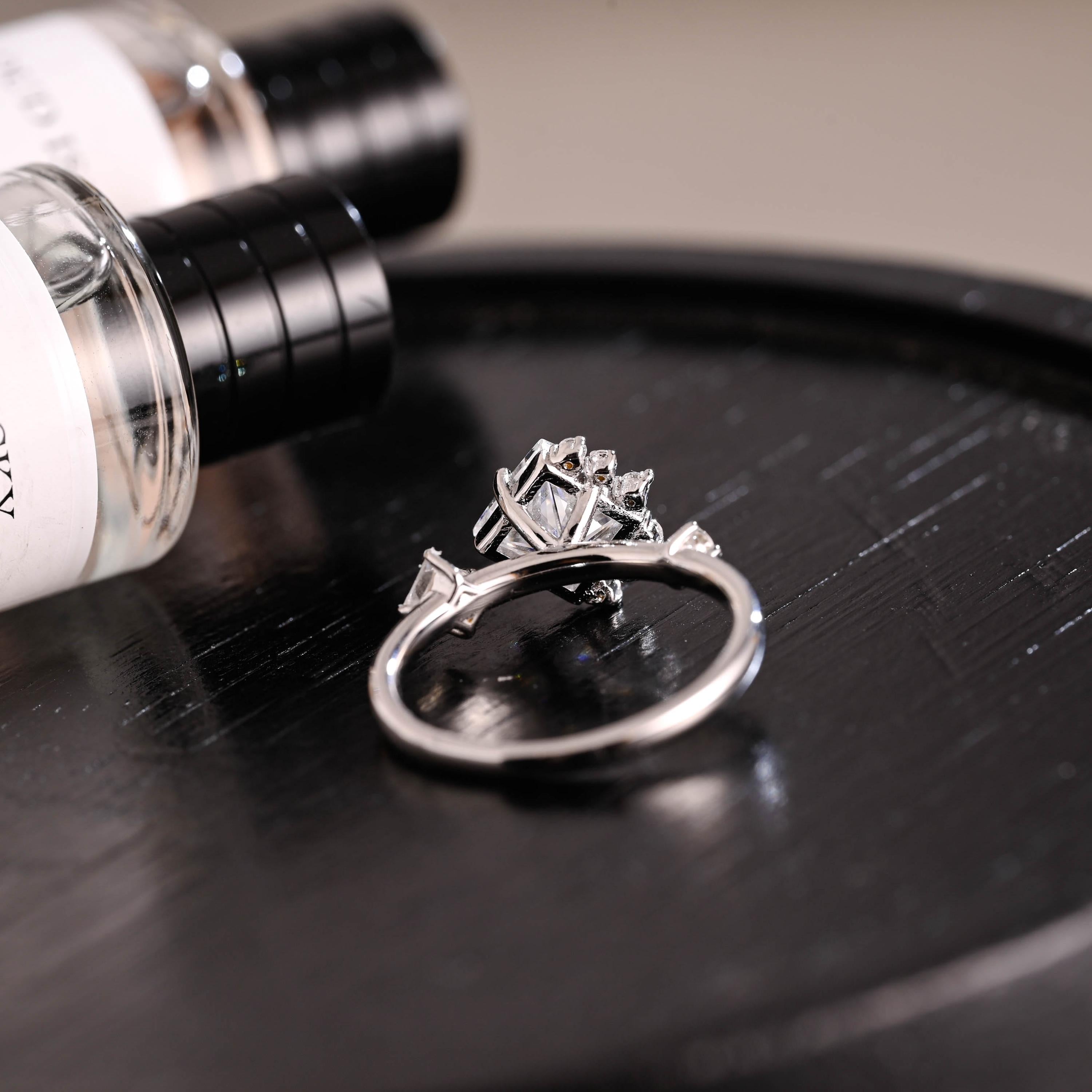 Solid Gold Princess Cut Moissanite Engagement Ring, Anniversary Gift Birthday Gift for Women Wife