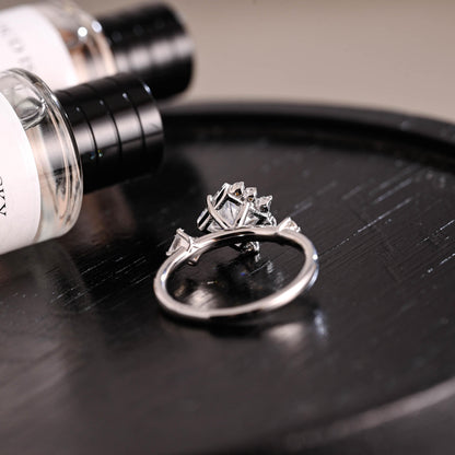Solid Gold Princess Cut Moissanite Engagement Ring, Anniversary Gift Birthday Gift for Women Wife