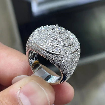 7.84CTW Moissanite Dome Ring: VVS D, Gold Plated Sterling Silver