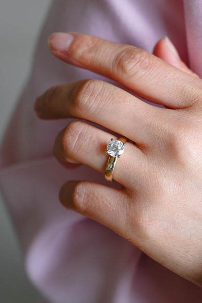 Solid Gold Oval Cut Moissanite Engagement Ring, Anniversary Gift Birthday Gift for Women Wife