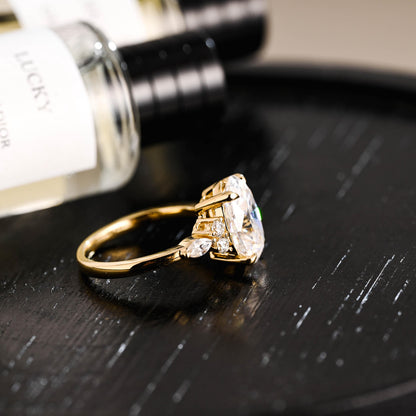 Solid Gold Oval Cut Moissanite Engagement Ring, Anniversary Gift for Women