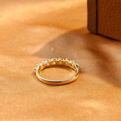 Solid Gold Moissanite Half Eternity Wedding Band, Anniversary Gift