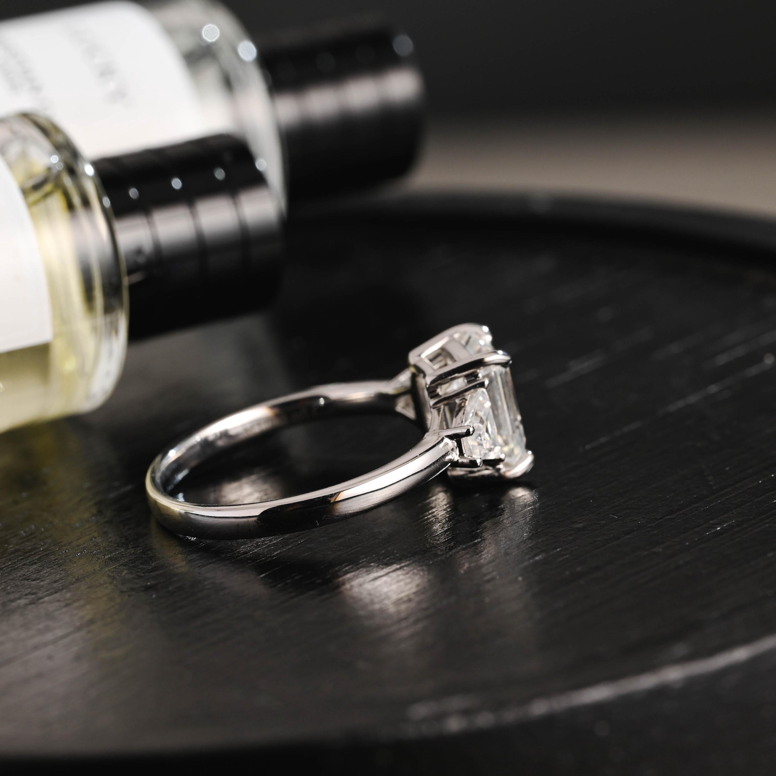 Solid Gold Emerald Cut Moissanite Engagement Ring, Proposal Ring, Promise Ring, Wedding Ring, Anniversary Gift Birthday Gift for Women Wife