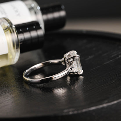 Solid Gold Emerald Cut Moissanite Engagement Ring, Proposal Ring, Promise Ring, Wedding Ring, Anniversary Gift Birthday Gift for Women Wife
