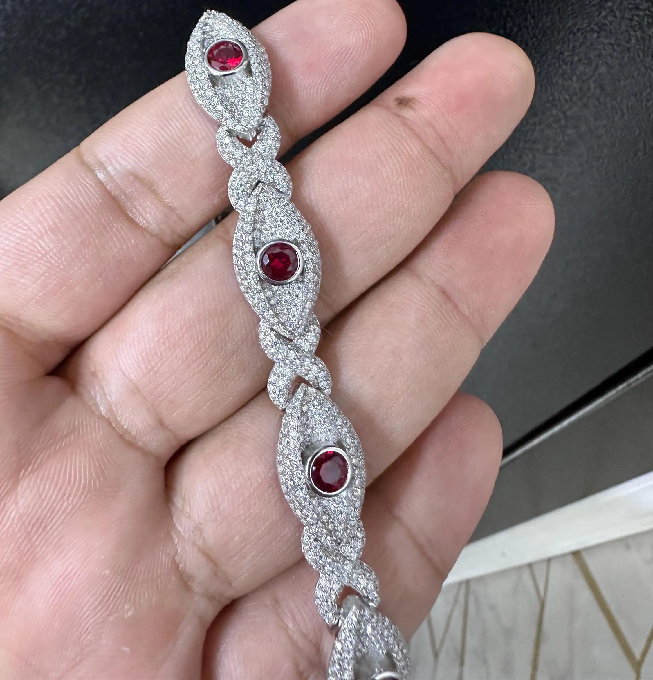 Iced Out Moissanite Bracelet: 925 Silver Hip Hop Jewelry