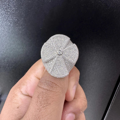 Iced Out Cross Ring: 9.41ctw Moissanite, Sterling Silver Hip Hop Ring