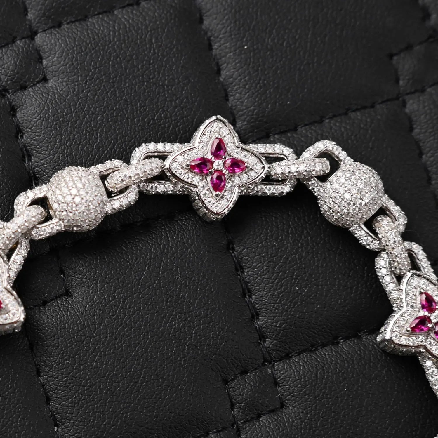 Moissanite Clover Tennis Bracelet: 13 Carat D VVS1 Sterling Silver