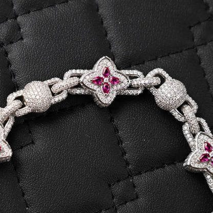 Moissanite Clover Tennis Bracelet: 13 Carat D VVS1 Sterling Silver