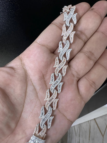 Two-Tone Moissanite Iced Out Bracelet | 10.86 Carat VVS Bracelet | 925 Sterling Silver Two Tone VVS D Color Bracelet