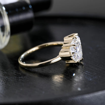Solid Gold Toi et Moi Heart & Pear Cut Moissanite Engagement Ring, Two Stone Promise Ring