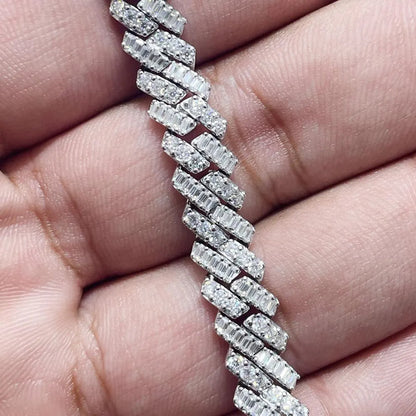 Iced Cuban Moissanite Bracelet: 925 Sterling Silver 14K Gold Plated