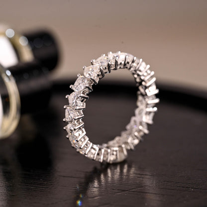 Solid Gold Heart Moissanite Eternity Band, Stackable Wedding Ring, SD-479