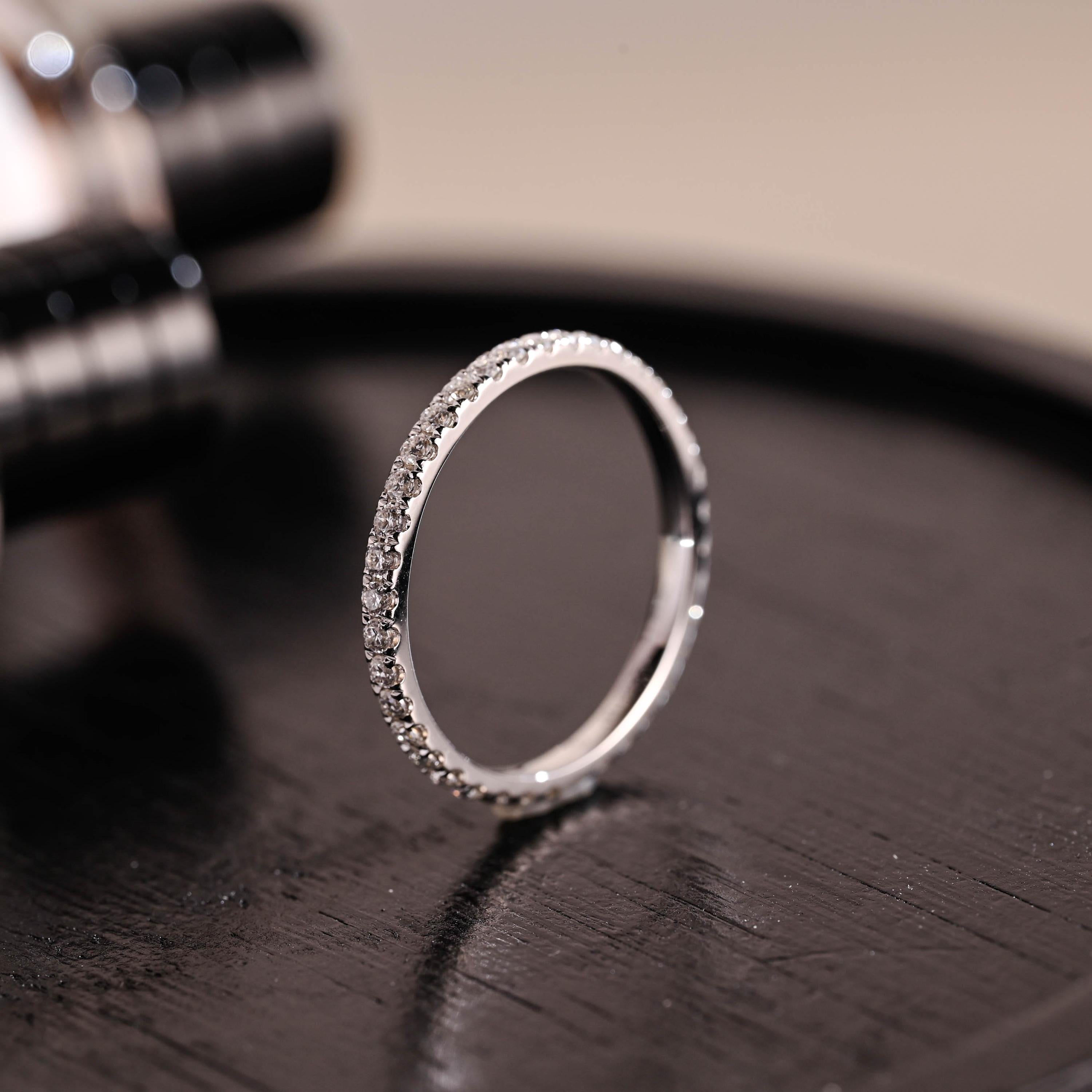 Moissanite Full Pave Solid Gold Eternity Wedding Band