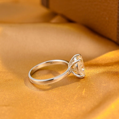 Solid Gold Oval Cut Moissanite Engagement Ring, Solitaire Wedding Ring