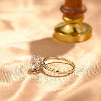 Two Tone Hidden Halo Round Cut Moissanite Engagement Ring, Round Cut Classic 6-Prong Wedding Ring
