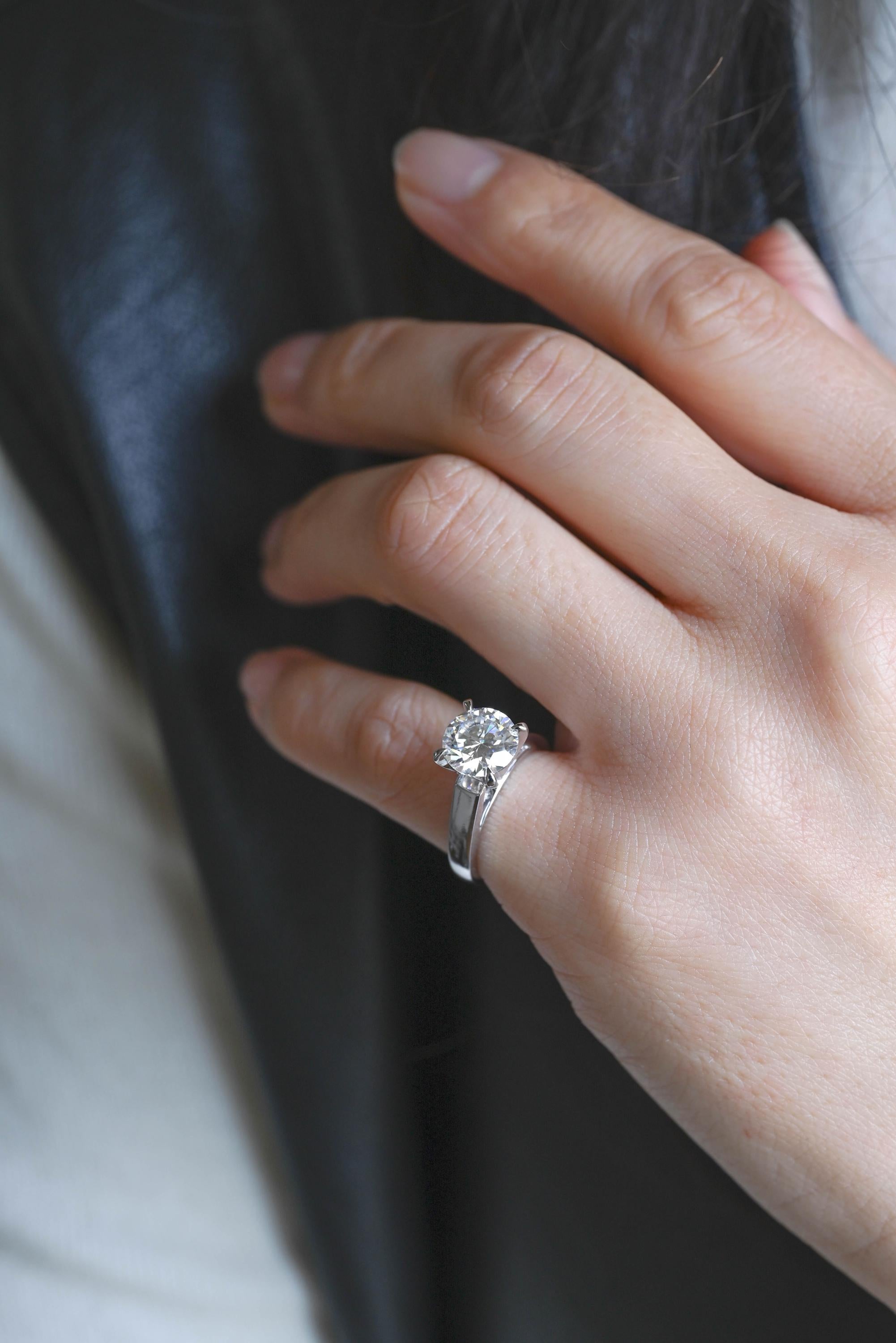 Solid Gold Round Cut Moissanite Engagement Ring, Proposal Ring, Birthday Gift for Women Wife