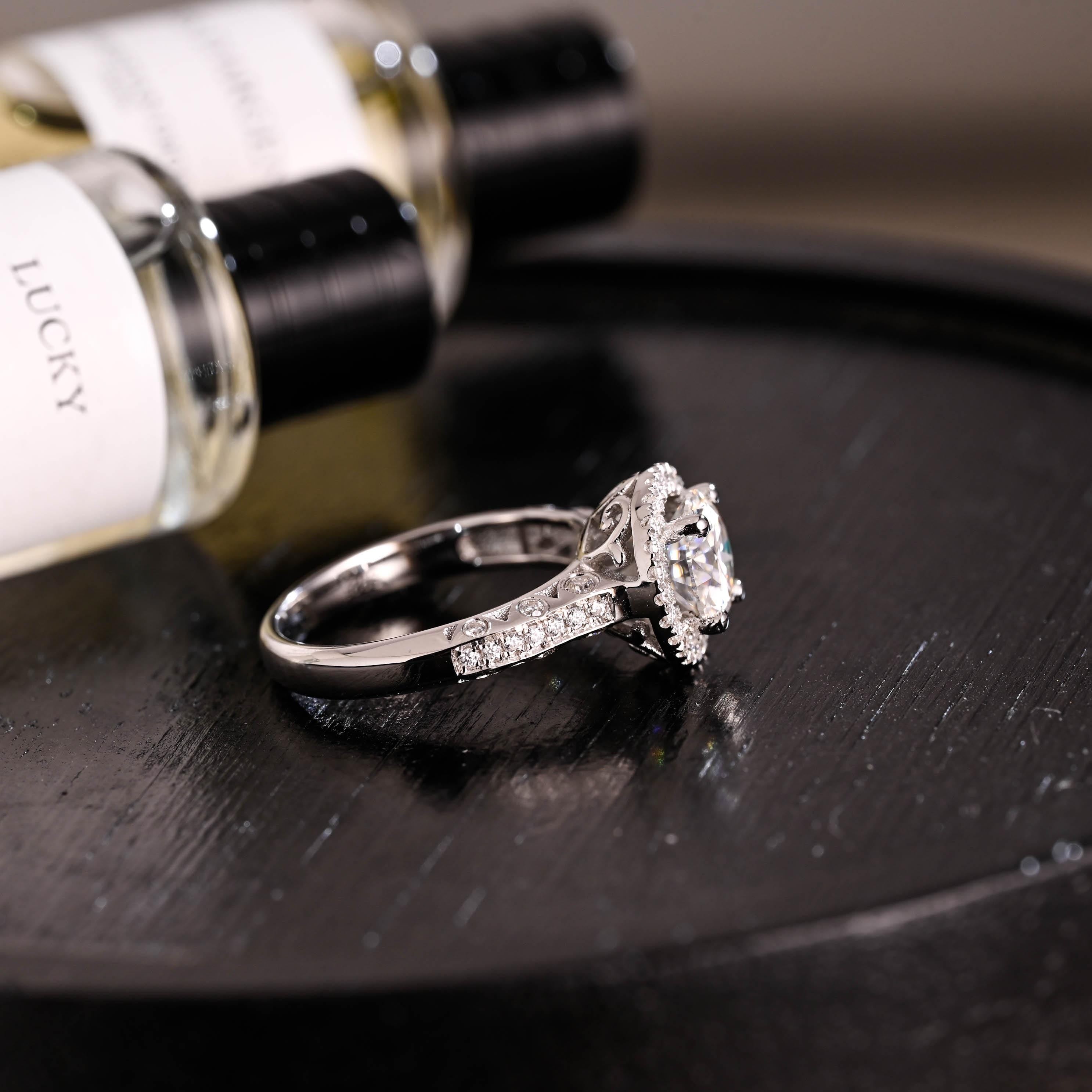 2.5mm Wide Solid Gold Round Cut Moissanite Engagement Ring, Anniversary Gift Birthday Gift for Women Wife