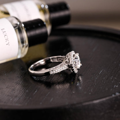 2.5mm Wide Solid Gold Round Cut Moissanite Engagement Ring, Anniversary Gift Birthday Gift for Women Wife