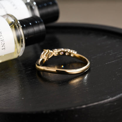 Solid Gold Marquise Pear Cut Moissanite Wedding Band, Matching Ring