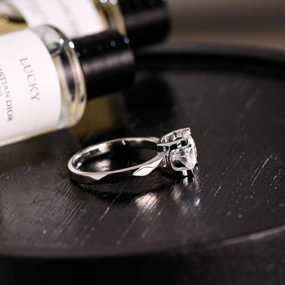 Irregular Band Solid Gold Round Cut Moissanite Engagement Ring, Promise Ring, Wedding Ring