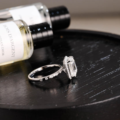 Solid Gold Emerald Cut Moissanite Engagement Ring, Proposal Ring, Promise Ring, Wedding Ring, Anniversary Gift Birthday Gift for Women Wife